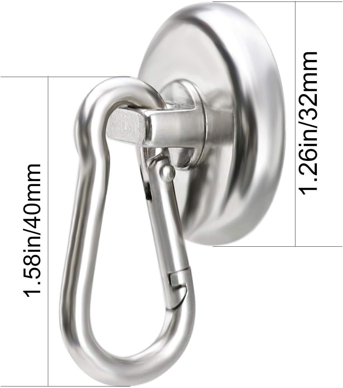 Durable 110lbs Magnetic Hooks with Swivel Carabiner - Perfect for Metal Surfaces