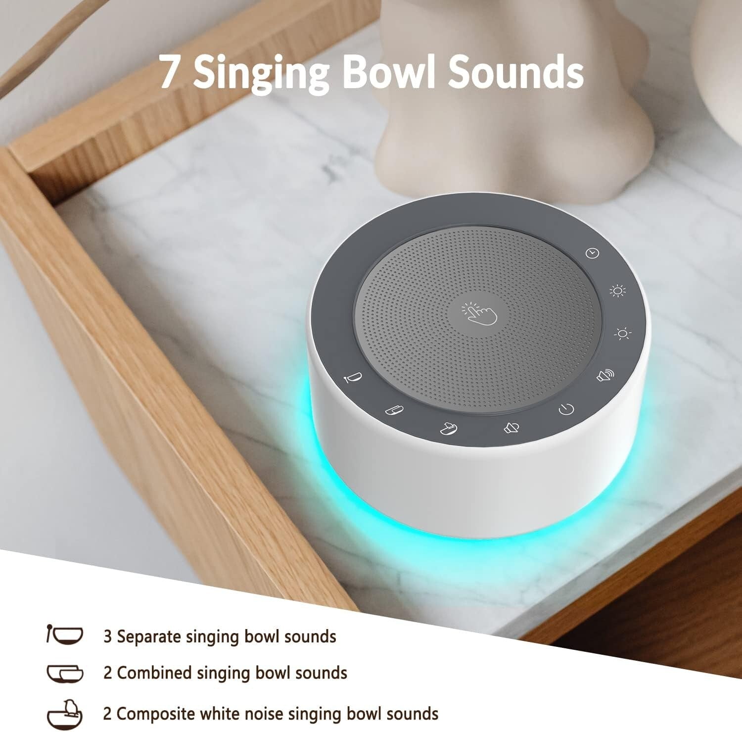 Tibetan Singing Bowl Sound Machine - 7 Unique Sounds for Meditation & Relaxation