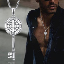 Load image into Gallery viewer, Elegant 925 Sterling Silver Saint Benedict Amulet Pendant with Adjustable Chain