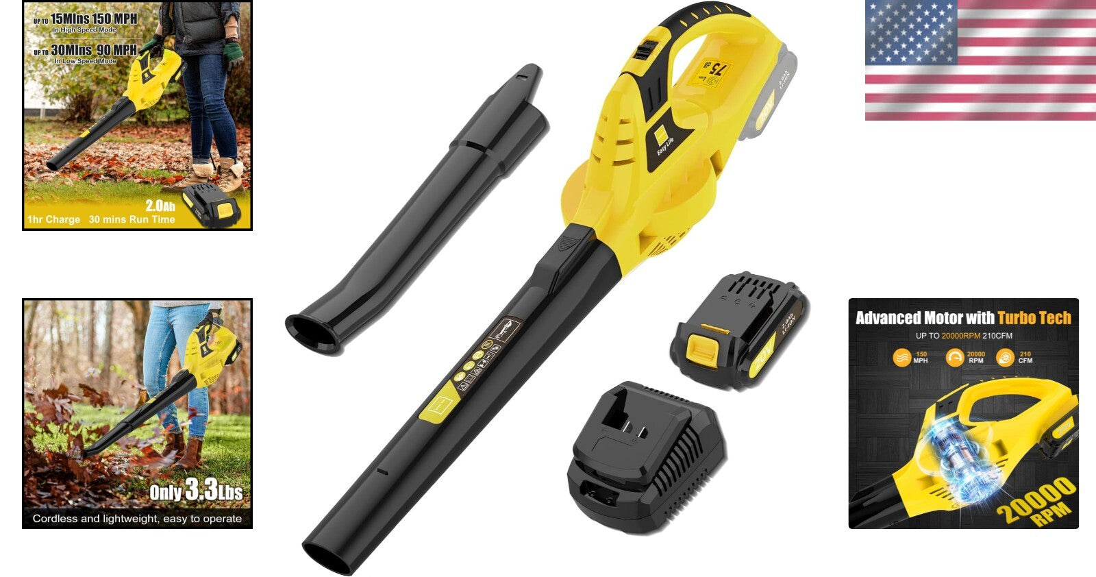 Effortless Handheld Leaf Blower | Turbocharged 21V for Fast Lawn & Patio Cleanup