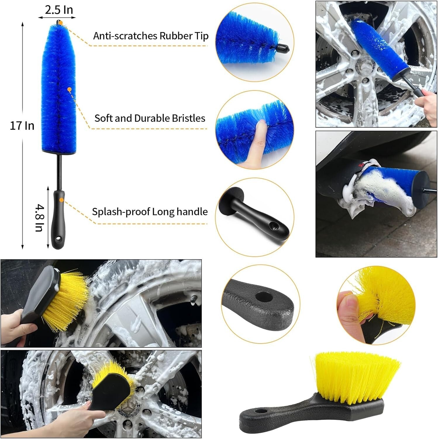 62-Inch Chenille Microfiber Car Wash Brush with Multi-Functional Cleaning Tools