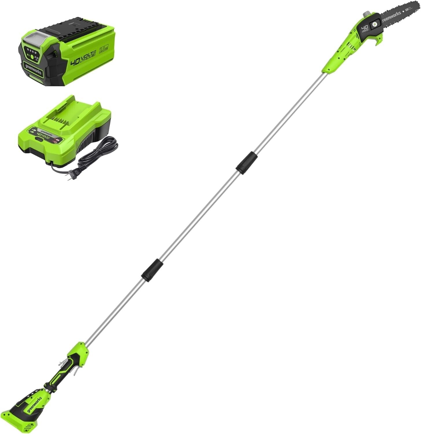 Eco-Friendly 40V Polesaw: 8-Inch Bar with Hassle-Free Maintenance Operations