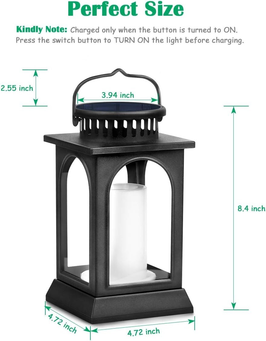 2-Pack Solar Flickering Flame Metal Lanterns for Elegant Outdoor Illumination