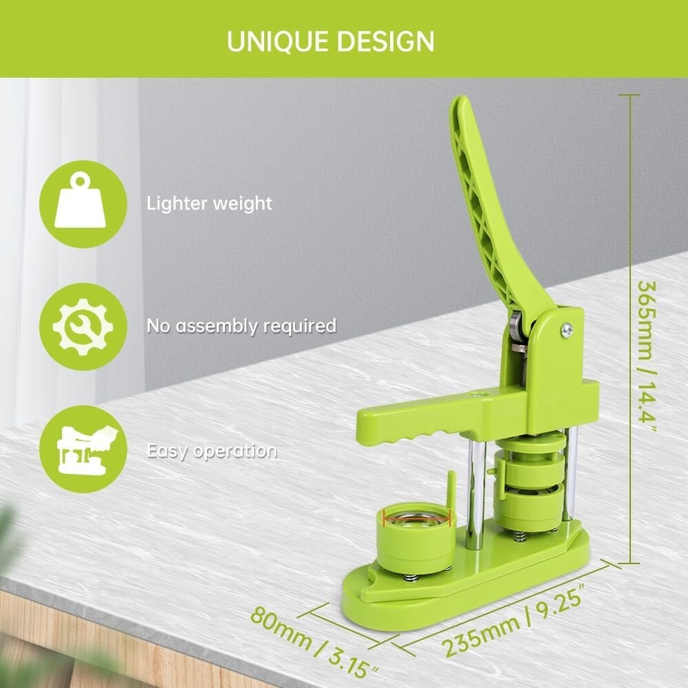 DIY-Friendly Button Maker Machine - 300 Pieces/Hour with 405 Button Supplies