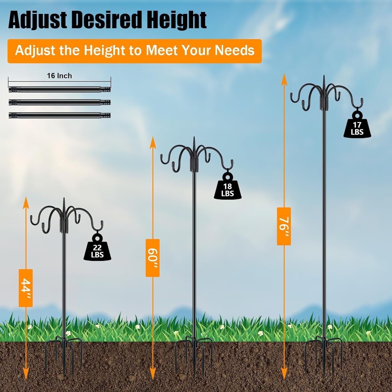 Durable Adjustable Shepherd Hooks for Outdoor Use - Perfect for Wedding Decor