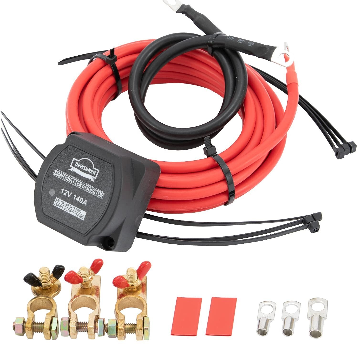 12V 140 Amp Dual Battery Isolator & Complete Wiring Kit for Easy Installations