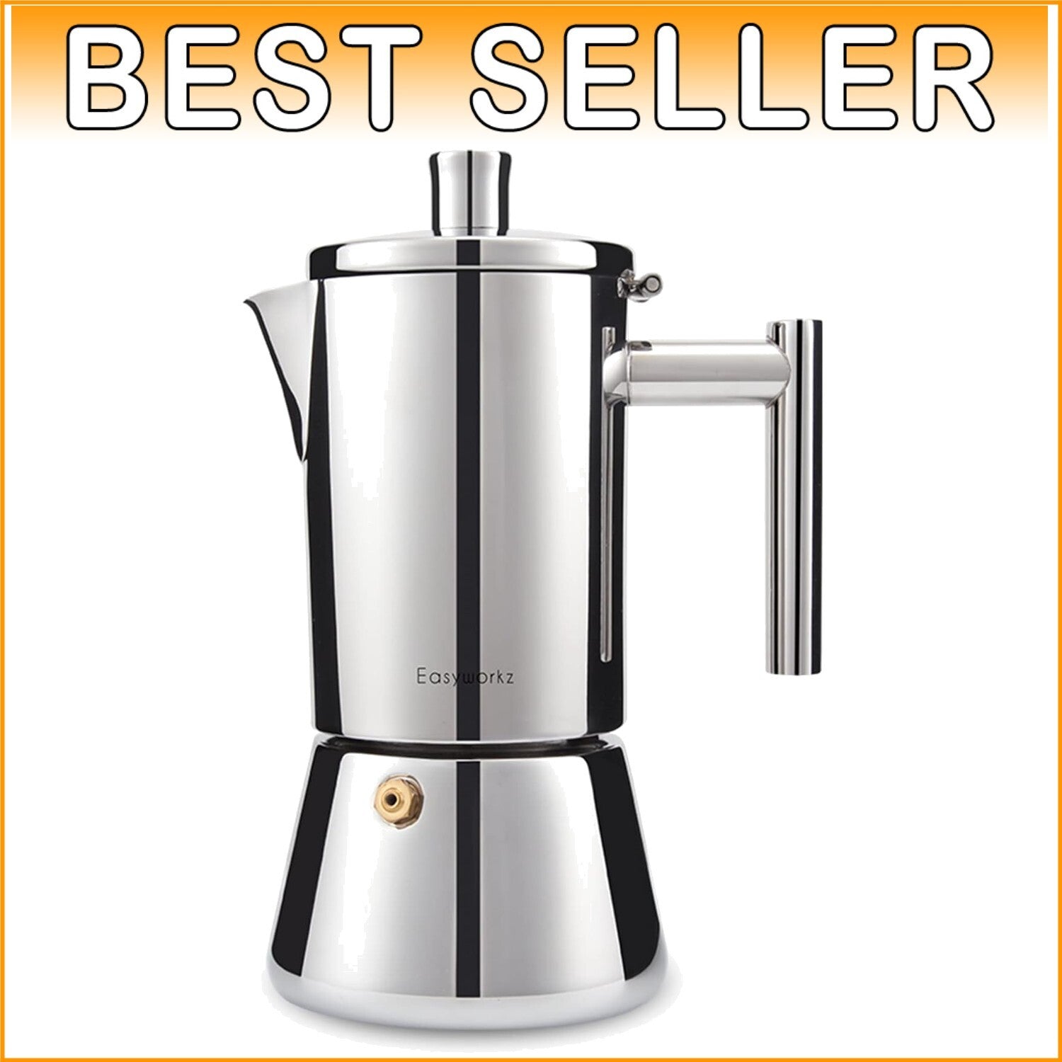 Elegant Italian 4-Cup Stainless Steel Espresso Maker – Safe and Durable Design