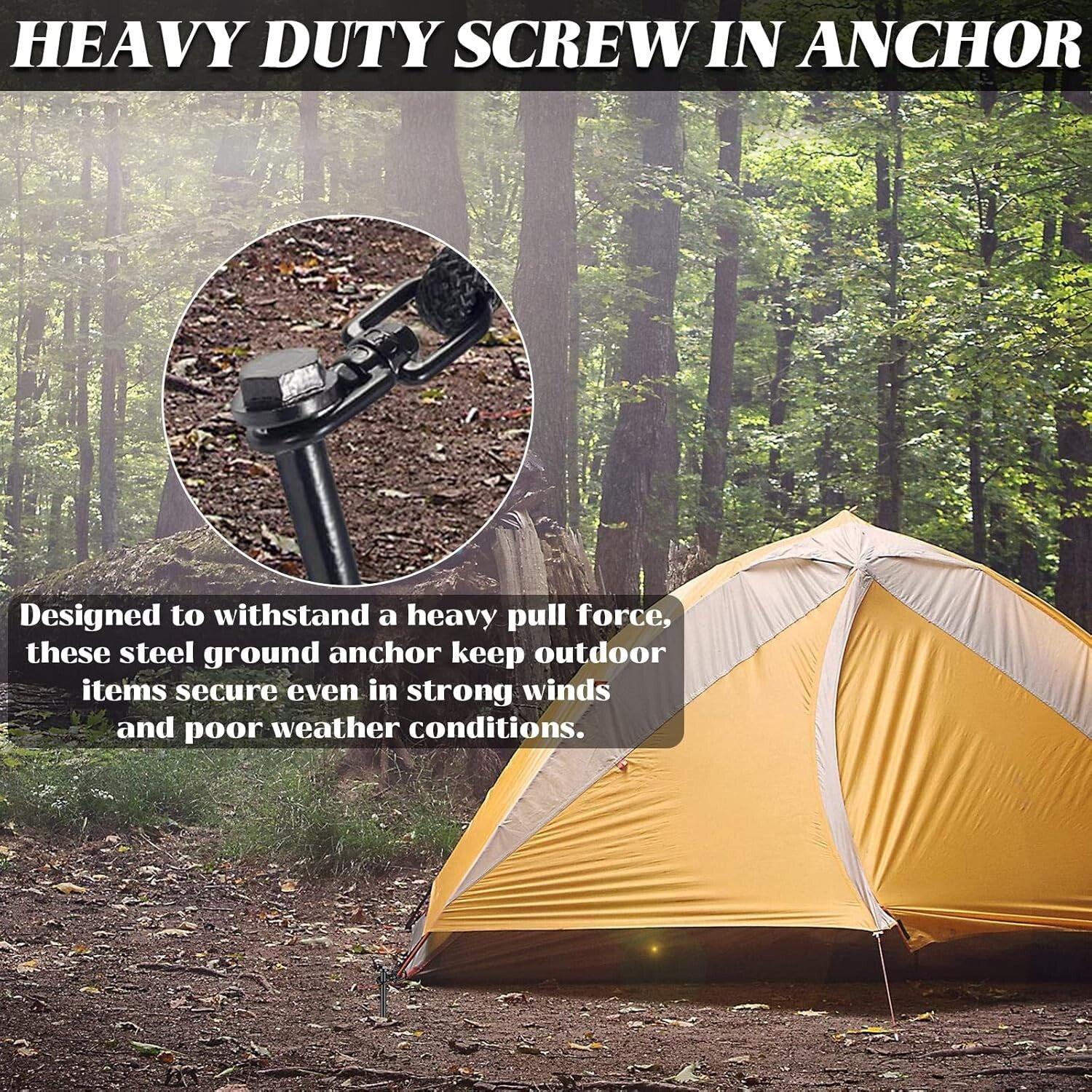 6 Heavy-Duty Spiral Ground Stakes with T-Handle Wrench - Perfect for Outdoors