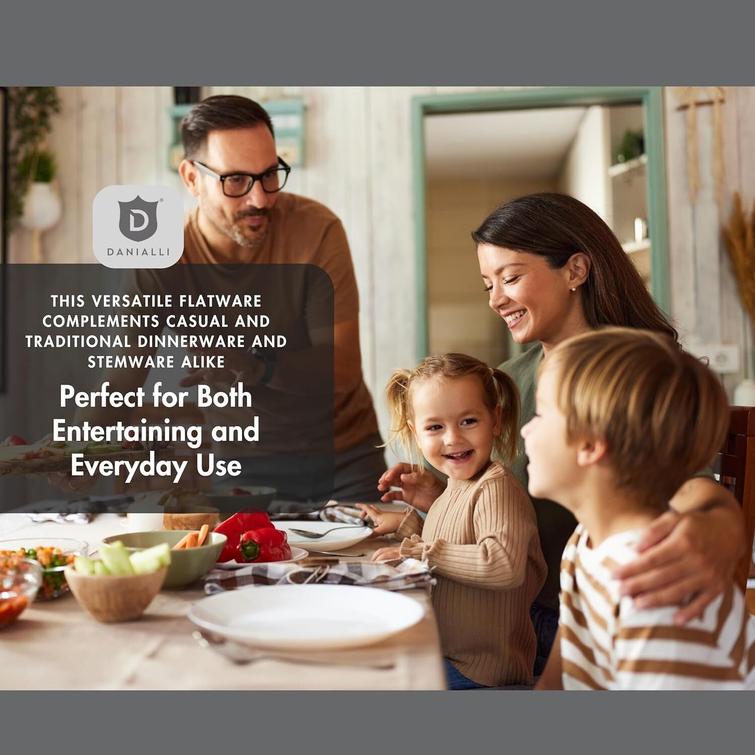 Luxury 18/10 Stainless Steel Dining Set - Fidenza Hammered 45-Piece Collection