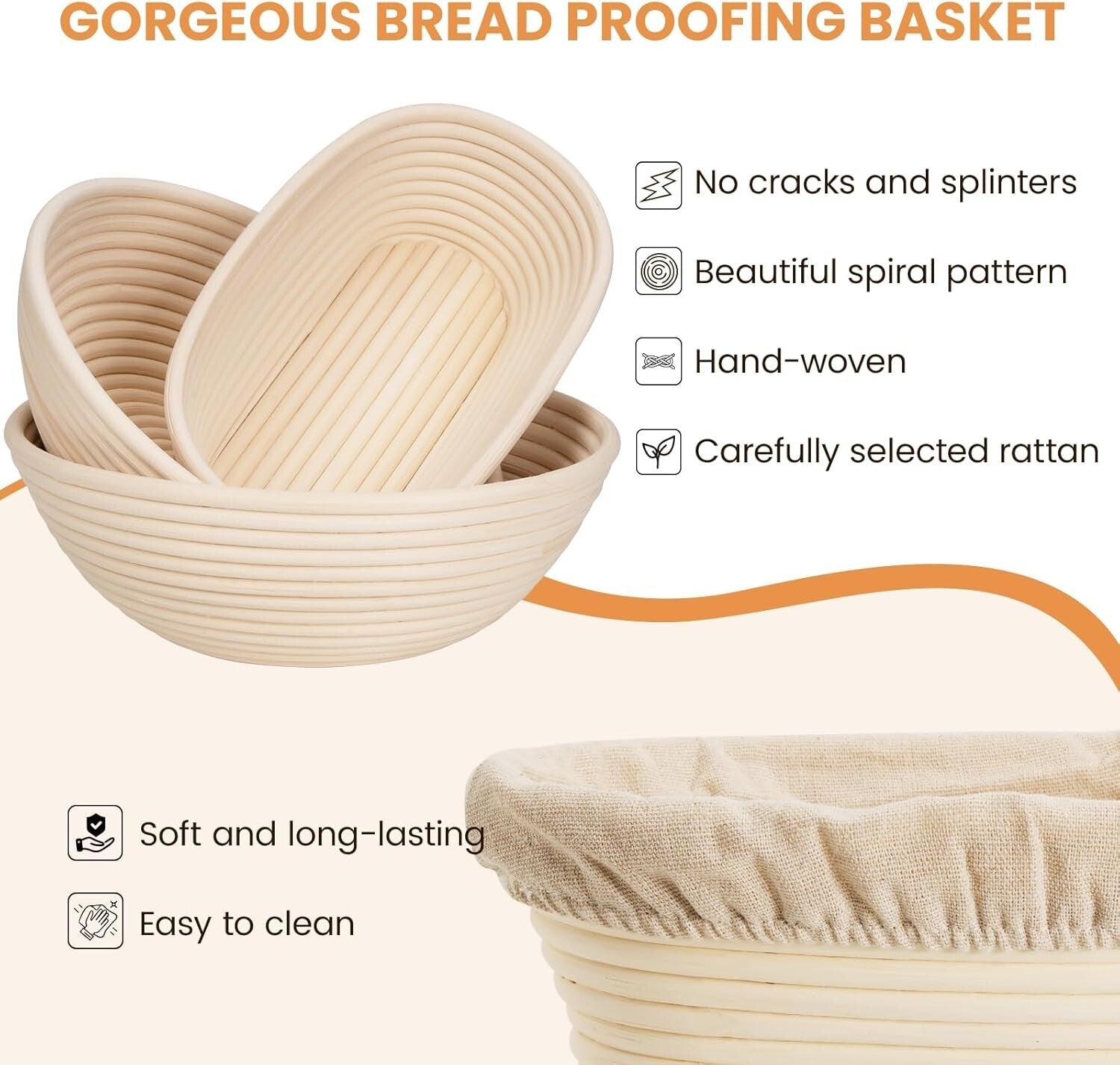 Artisan Bread Making Set: Rattan Proofing Baskets and Metal Scraper Included