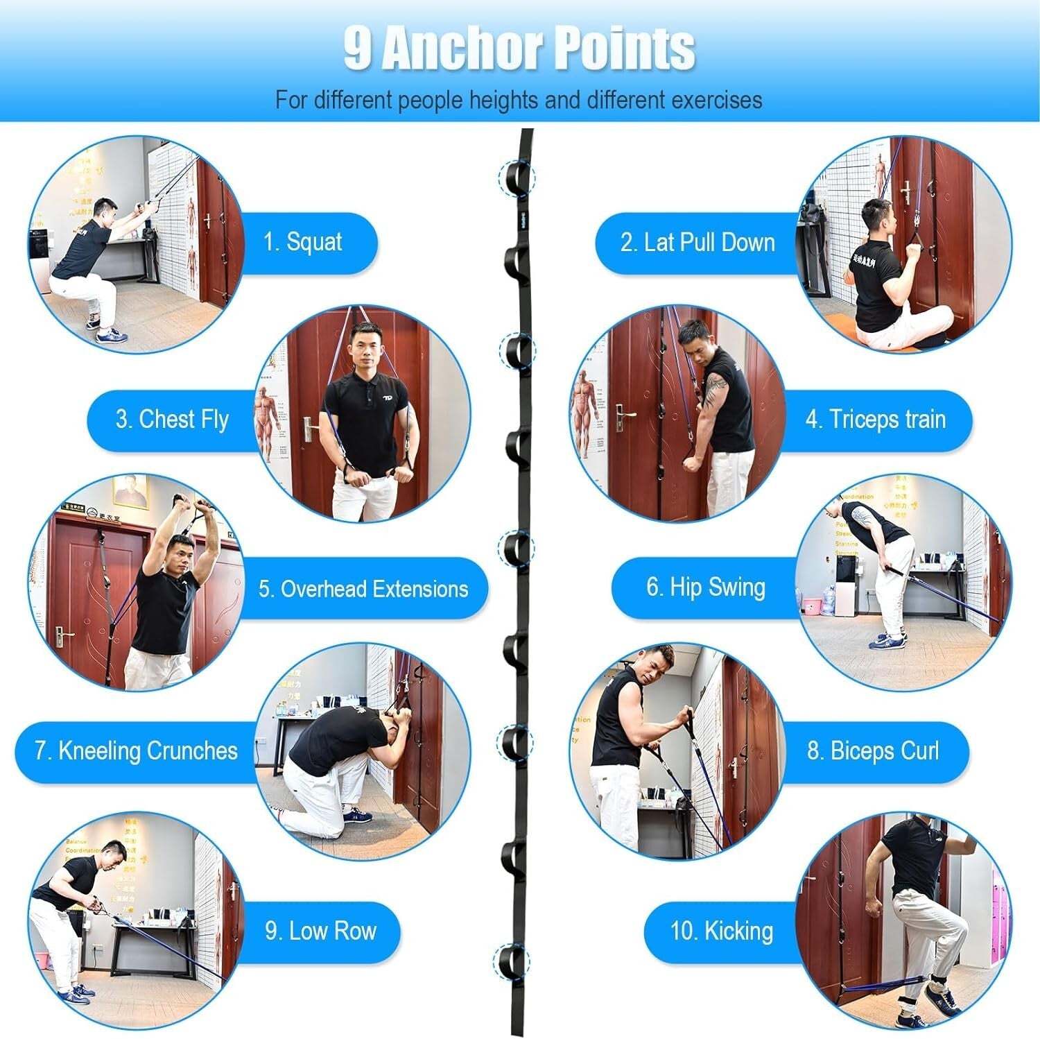 Easy No-Drill Door Anchor Strap Set - Complete Resistance Band Training Kit