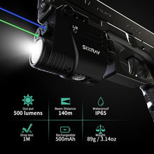 Load image into Gallery viewer, Rechargeable Tactical Pistol Light with Adjustable Dual-Laser Beam Power