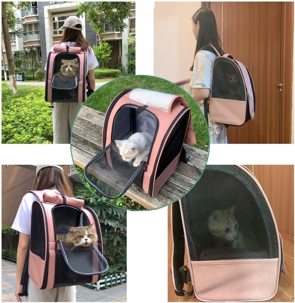 Comfortable Collapsible Pet Backpack Carrier for Small Dogs & Cats Up to 17 lbs