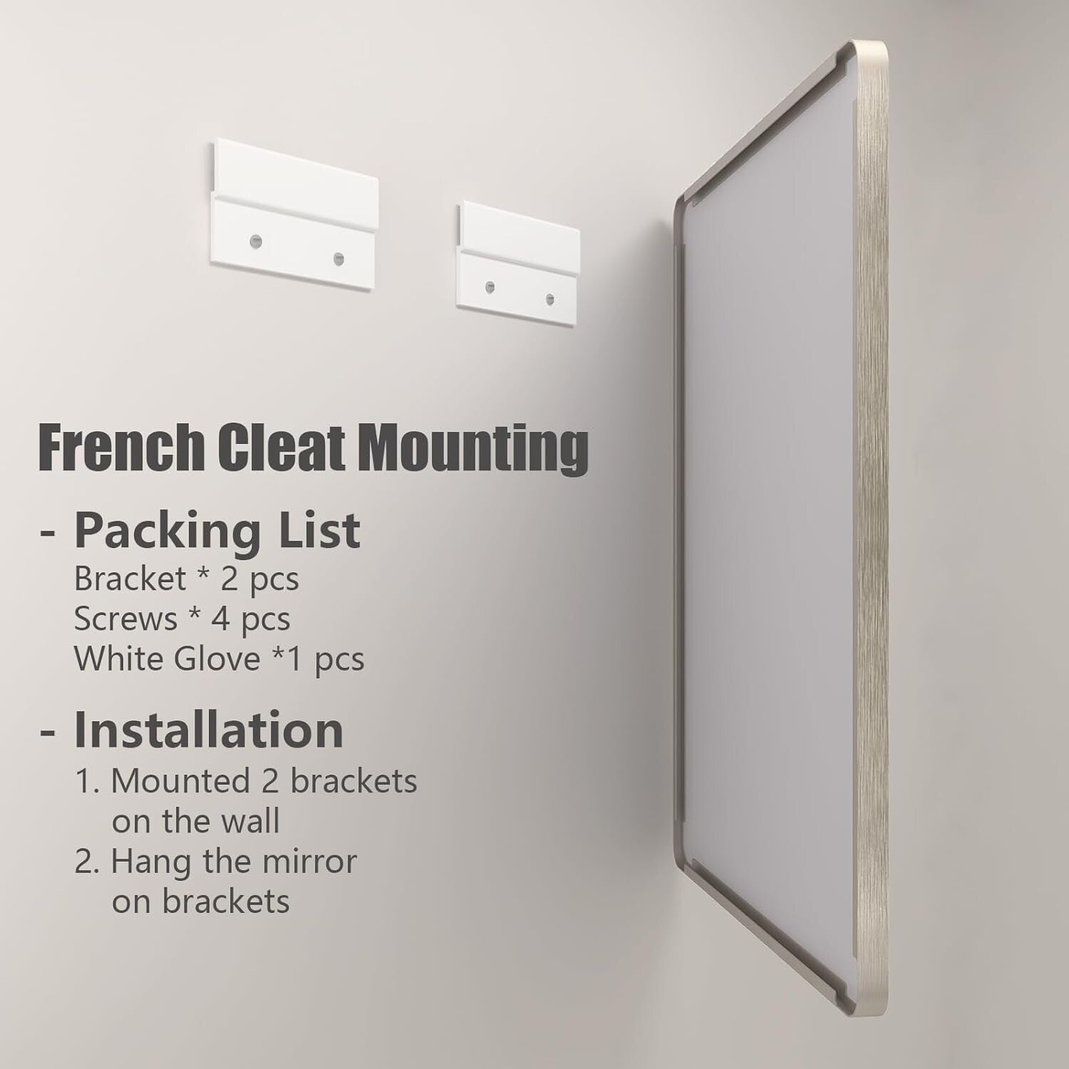 Extra Large 60x40 Brushed Nickel Bathroom Mirror - High Definition Reflection