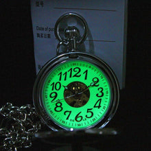 Load image into Gallery viewer, Elegant Silver Pocket Watch - Waterproof, Self-Winding &amp; Luminous Dial - 48mm