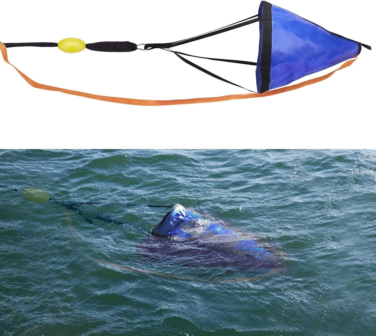 Durable 50in Drift Sock for Fishing - Blue PVC Drogue for Boat & Kayak Stability