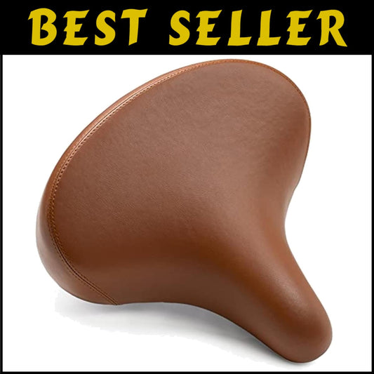 Wide Cruiser Bike Seat - Memory Foam & Steel Spring Comfort for Indoor/Outdoor