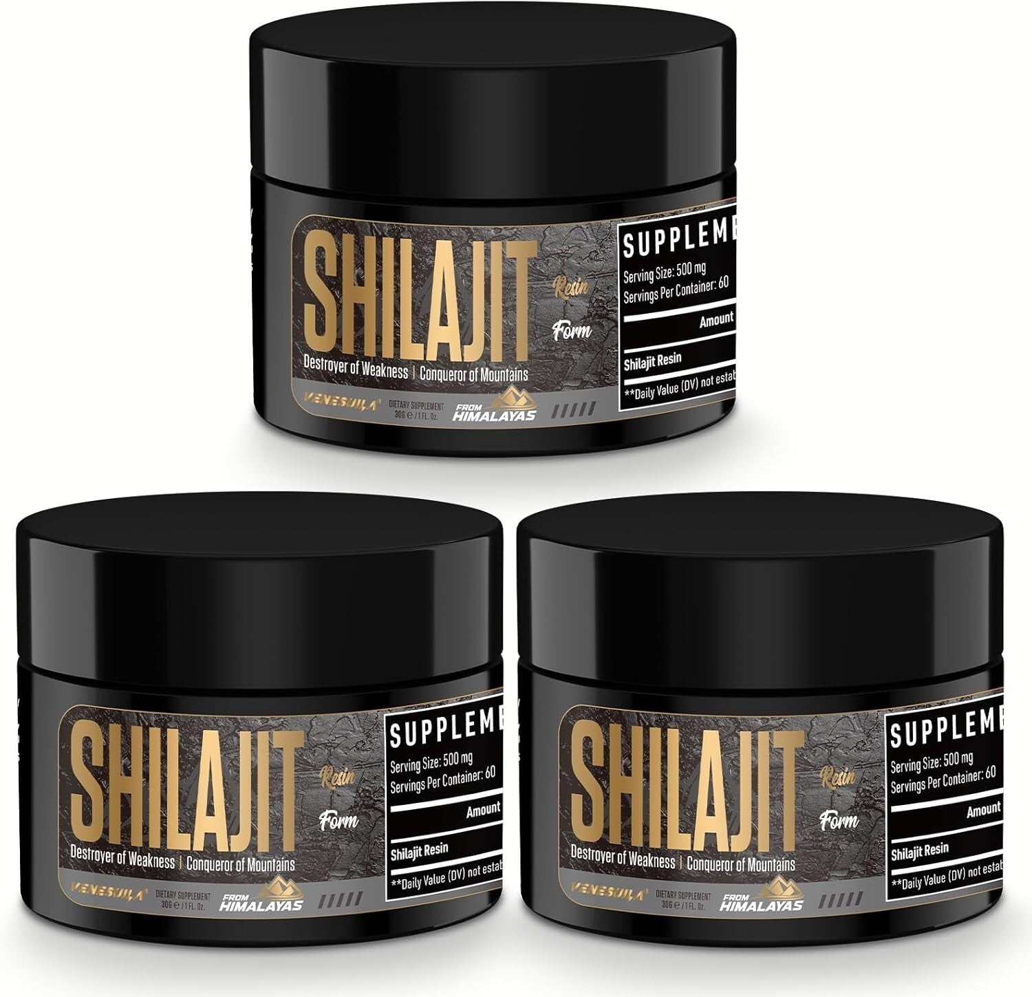 Authentic Himalayan Shilajit Resin - 85 Minerals for Daily Vitality (3 Count)