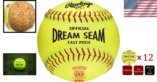 Durable Leather 12" Fastpitch Softballs with Raised Seams - Youth & High School