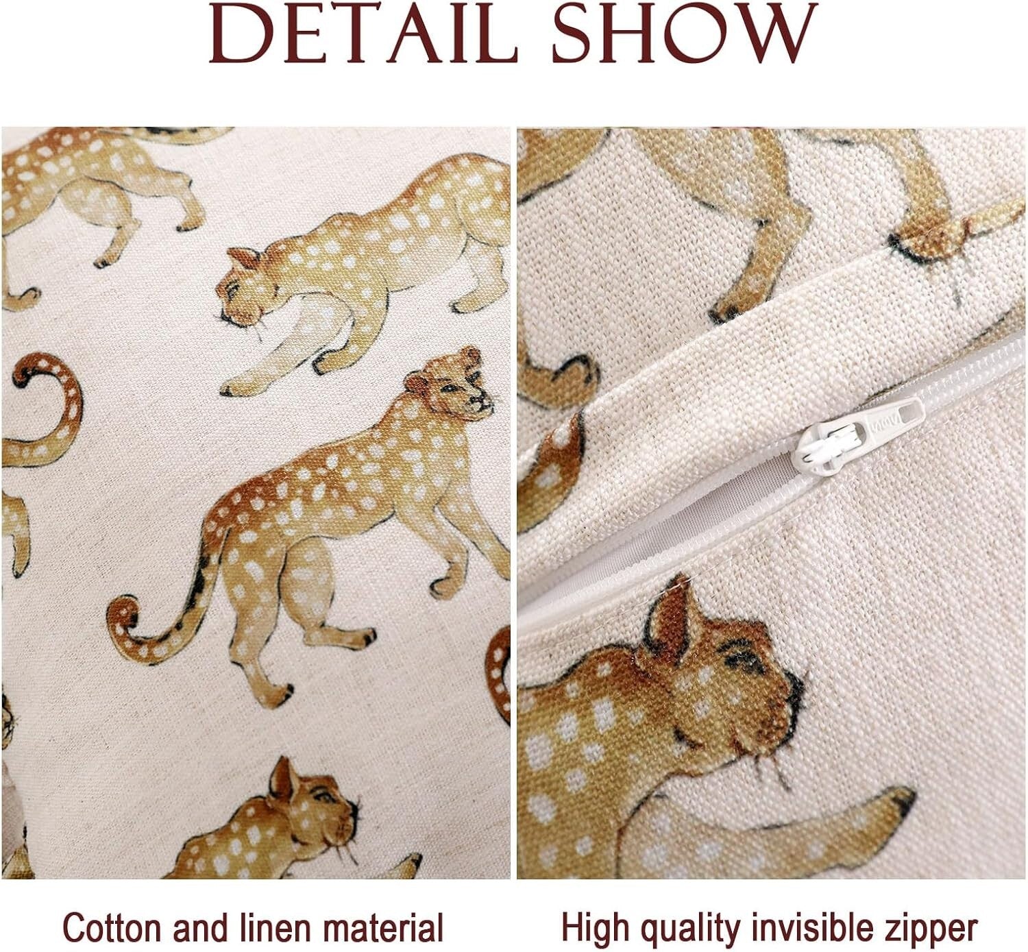 Elegant 18x18 Animal Print Throw Pillow Covers with Luxury Pendants - Set of 2