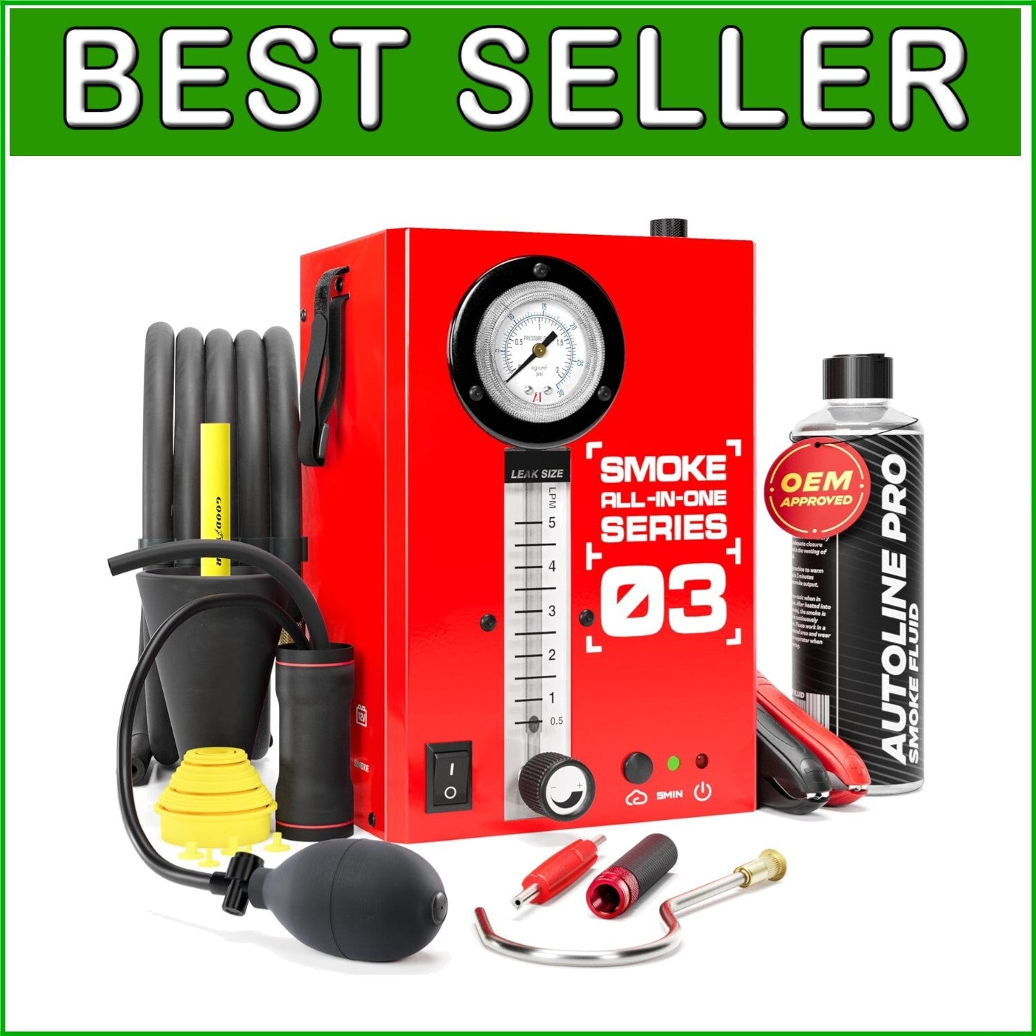 2025 Upgrade Automotive Smoke Machine with Built-in Compressor & Premium Fluid