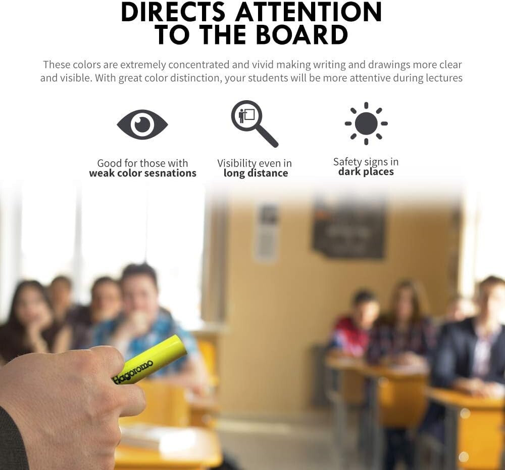 Non-Toxic Dustless Luminous Chalk Set - 72 Pcs in Yellow Green for Creative Use