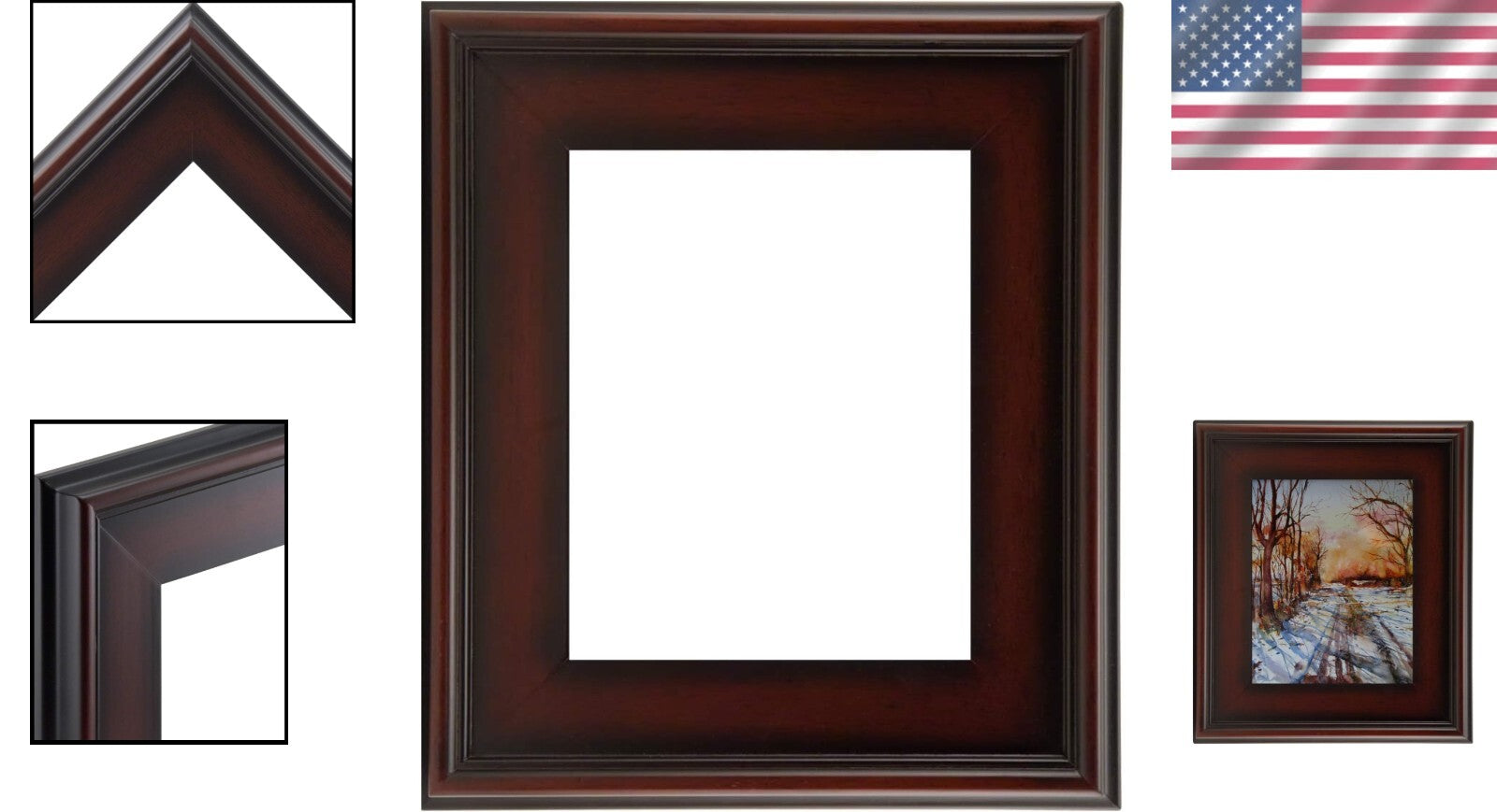 Professional 8x10 Picture Frame in Mahogany – Ideal for Canvas Art Display