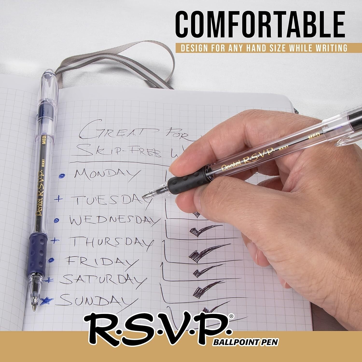 Durable RSVP Ballpoint Pen Canister – 72 Count, 0.7mm Fine Line Comfort