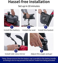 Load image into Gallery viewer, Ruby Red Electric Mobility Scooter - Foldable, Adjustable &amp; Safe for Easy Travel
