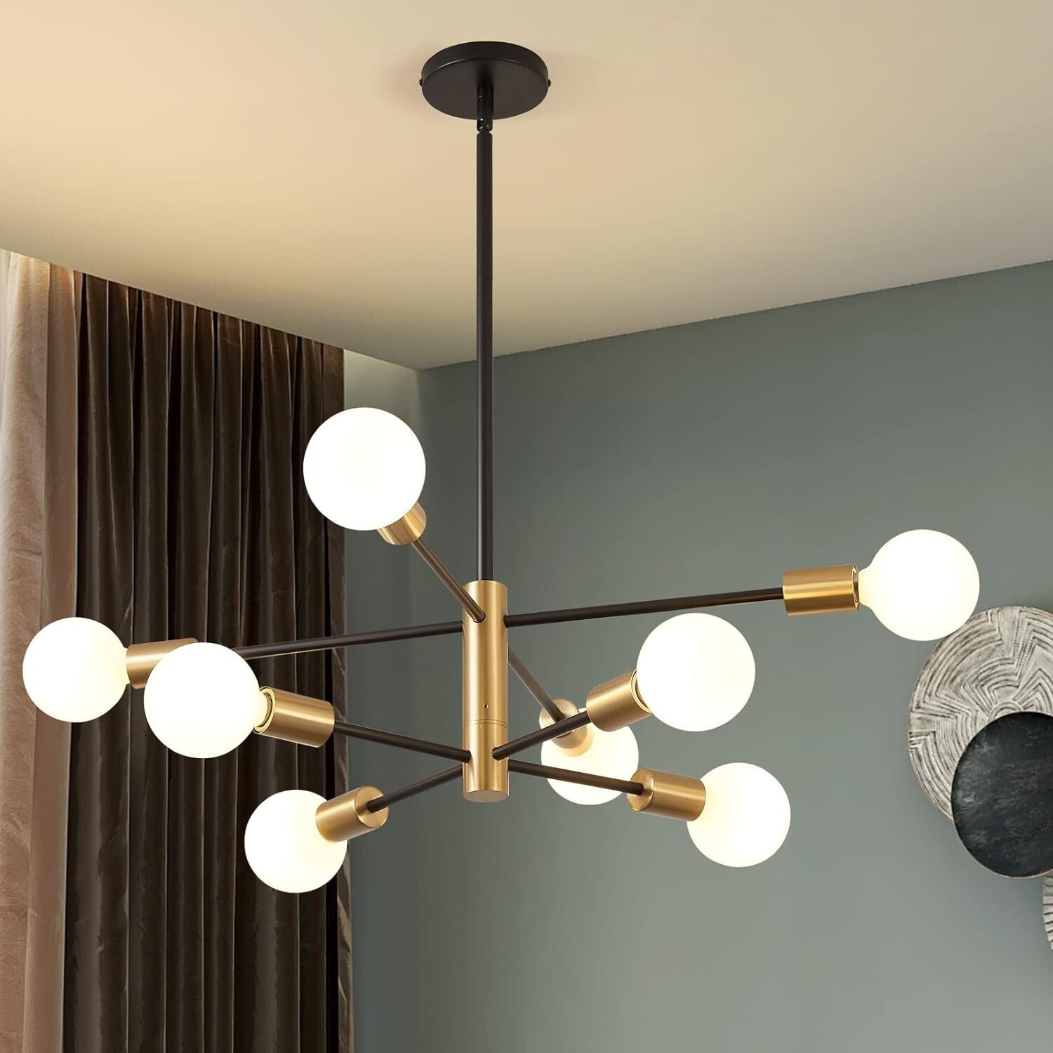 Stunning Mid-Century 8-Light Sputnik Chandelier - Easy Install & UL Certified