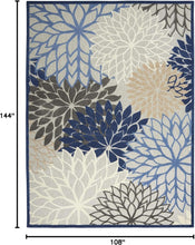Load image into Gallery viewer, Stain-Resistant Blue Multicolor 9' x 12' Floral Outdoor Rug – Durable &amp; Stylish