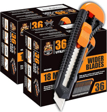 Load image into Gallery viewer, 72 Pack Utility Knives: 18mm Retractable Box Cutters with Razor Sharp Blades