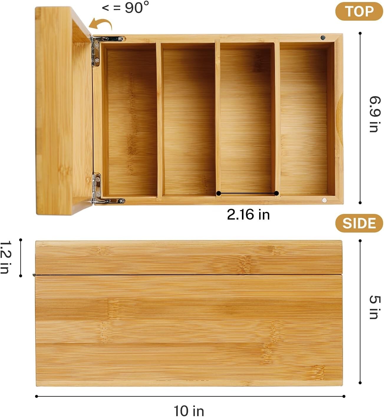 Elegant Bamboo Index Card Holder - 4x6 Inch with A-Z Dividers & Magnetic Closure