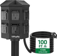 Load image into Gallery viewer, Versatile 100 FT Weatherproof Extension Cord with 6 Outlets for Outdoor Use