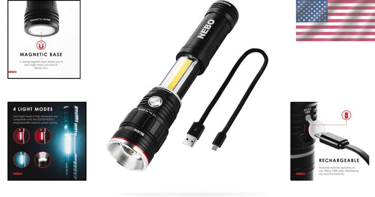 Ergonomic Slide King Flashlight - 4 Light Modes & Long Runtime for All Occasions