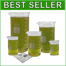Load image into Gallery viewer, 5-Piece Corning Pyrex Beaker Set with Magnetic Stir Bars - Tall Berzelius Style