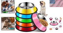 Load image into Gallery viewer, Durable 54oz Stainless Steel Dog Bowls with Non-Slip Silicone Base - 6 Colors