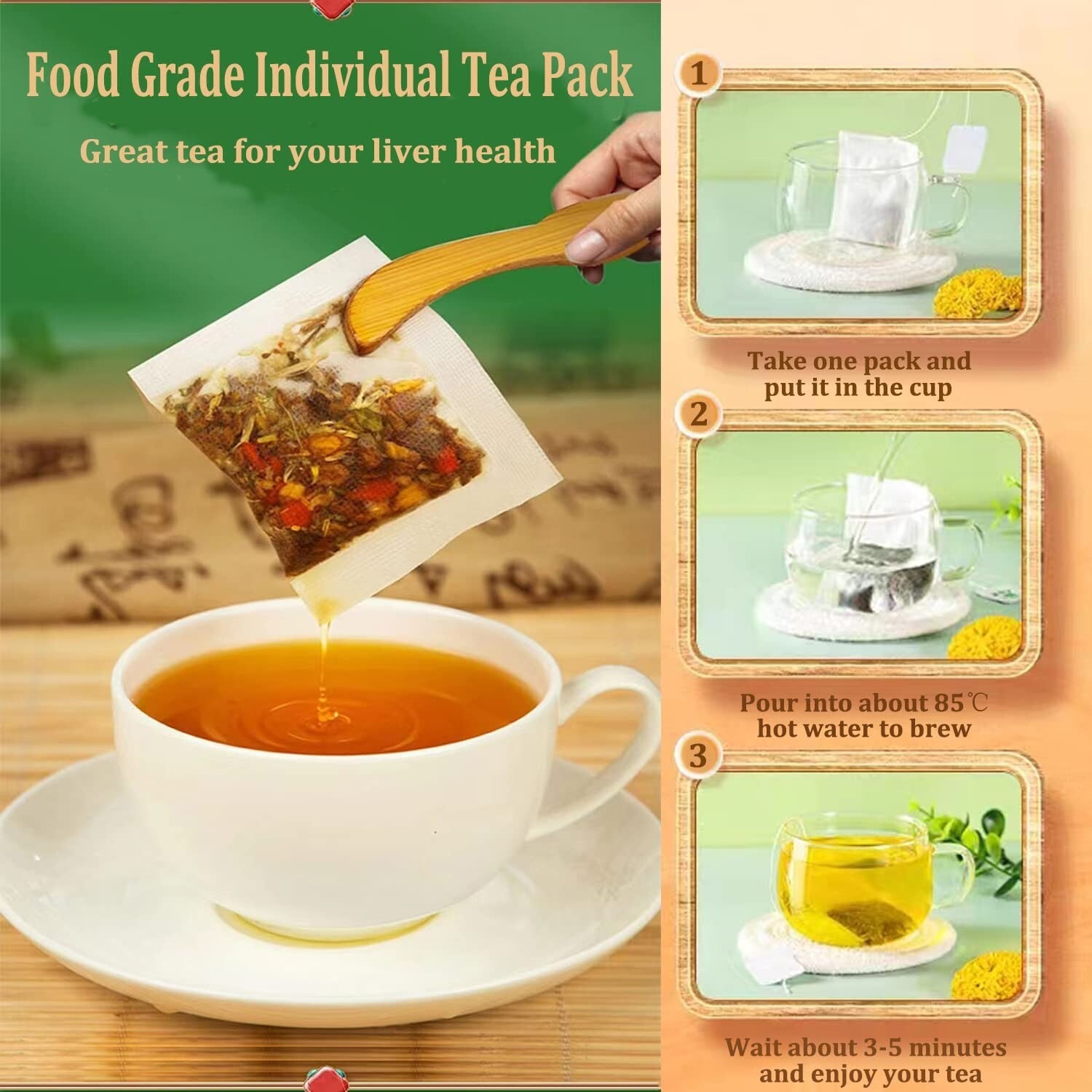 Daily Liver Support Tea with Natural Ingredients – Pack of 90 Individual Bags