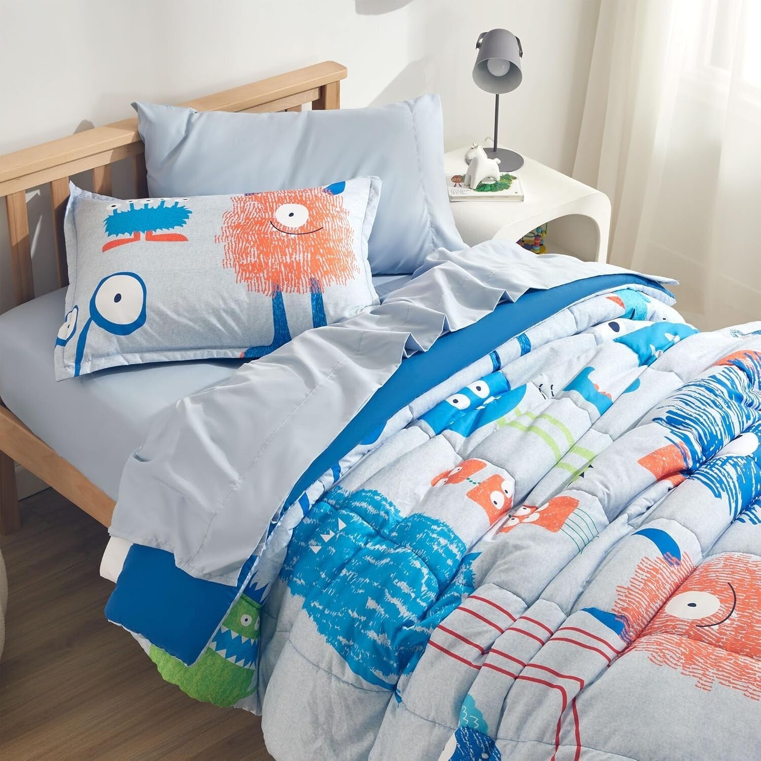 Cloud-Fluffy Kids Bedding Comforter Set - Full/Queen Multi-Piece with Monsters