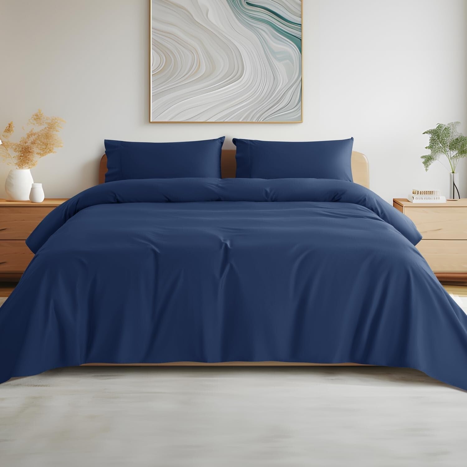 Eco-Friendly Egyptian Cotton Queen Sheets - 800 Thread Count, Cooling Comfort