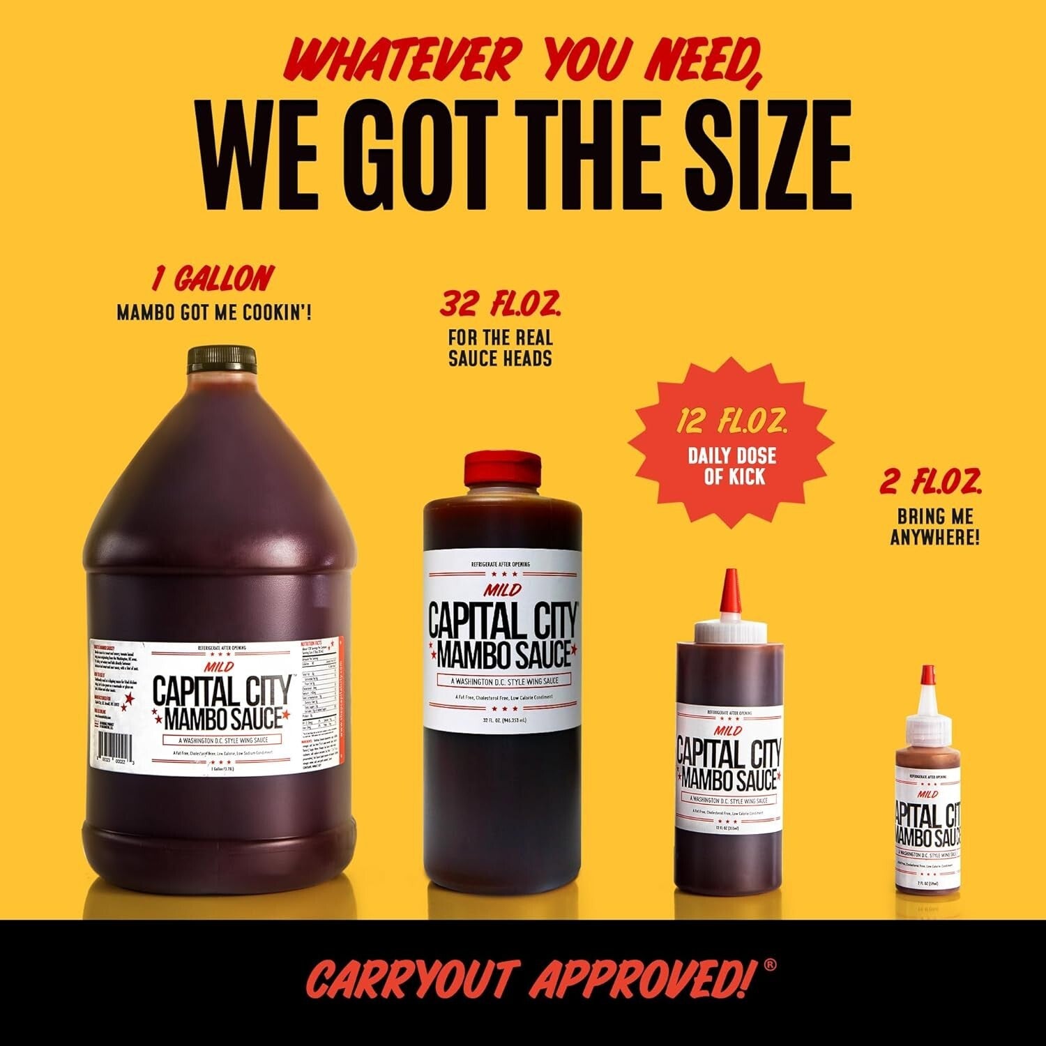 Versatile Mild Mambo Sauce, 12 Pack - Bold DC Flavor for Dipping and Drizzling