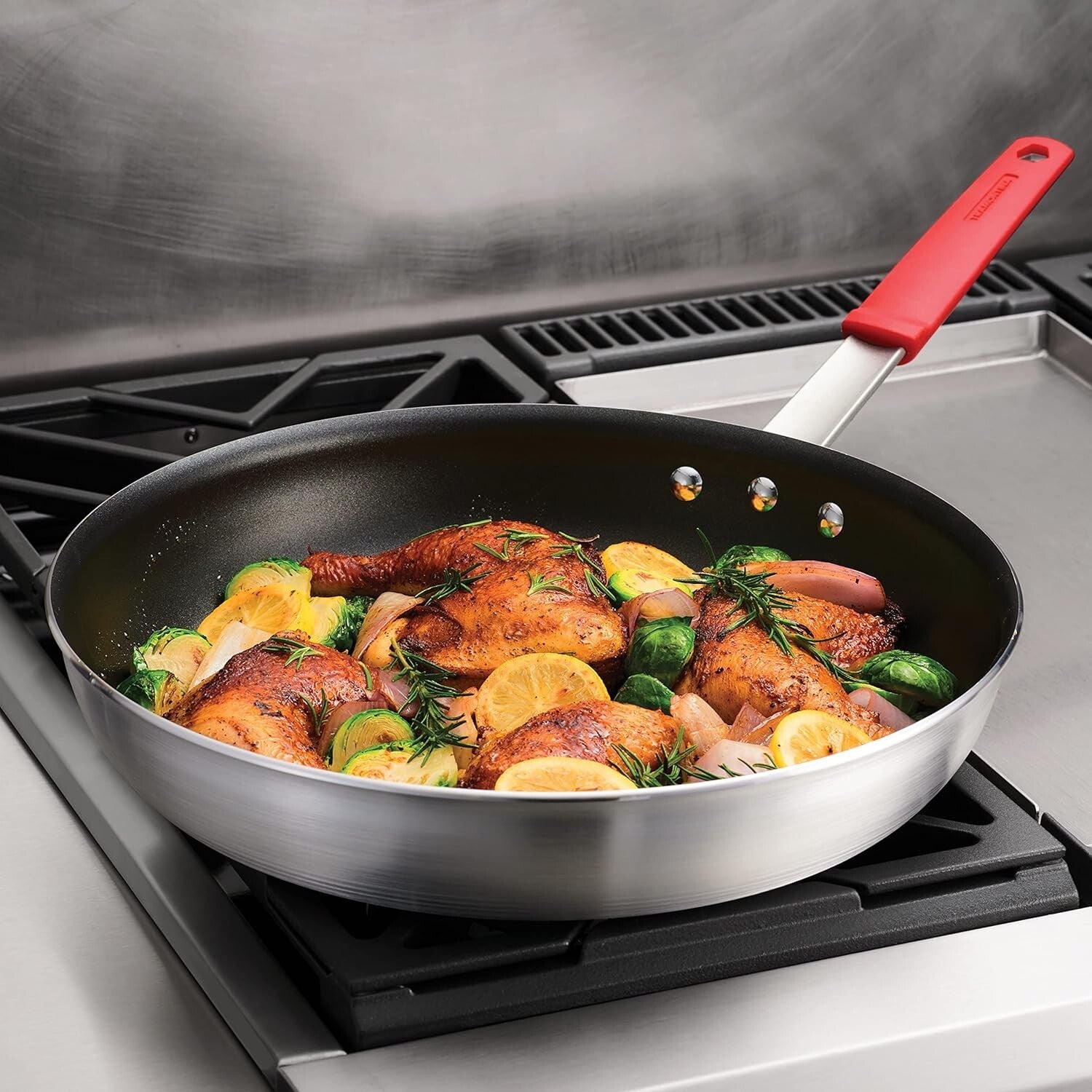 14-Inch Heavy-Gauge Aluminum Frying Pan - Non-Stick & Oven Safe up to 400°F
