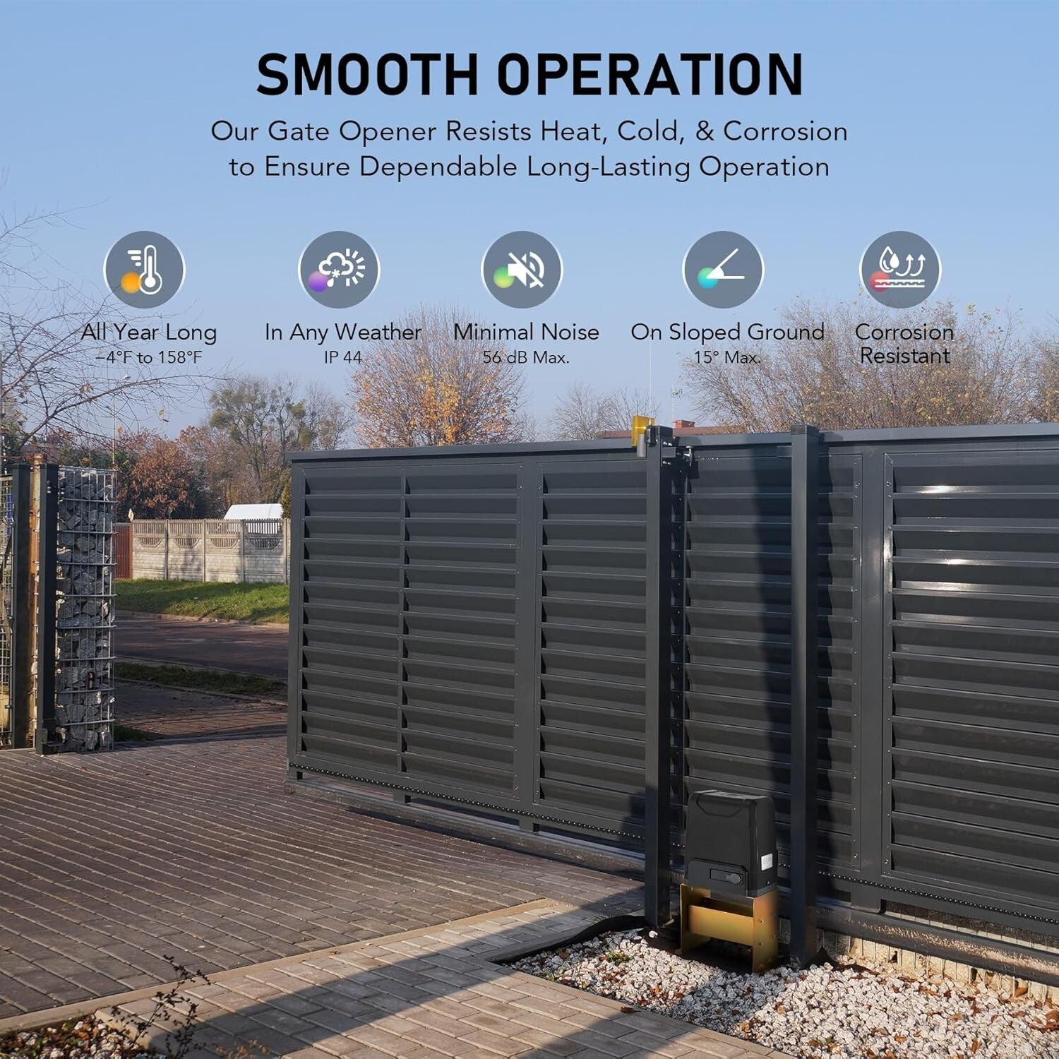 Heavy-Duty 3300lb Gate Opener with Adjustable Closing Time and Safety Sensors