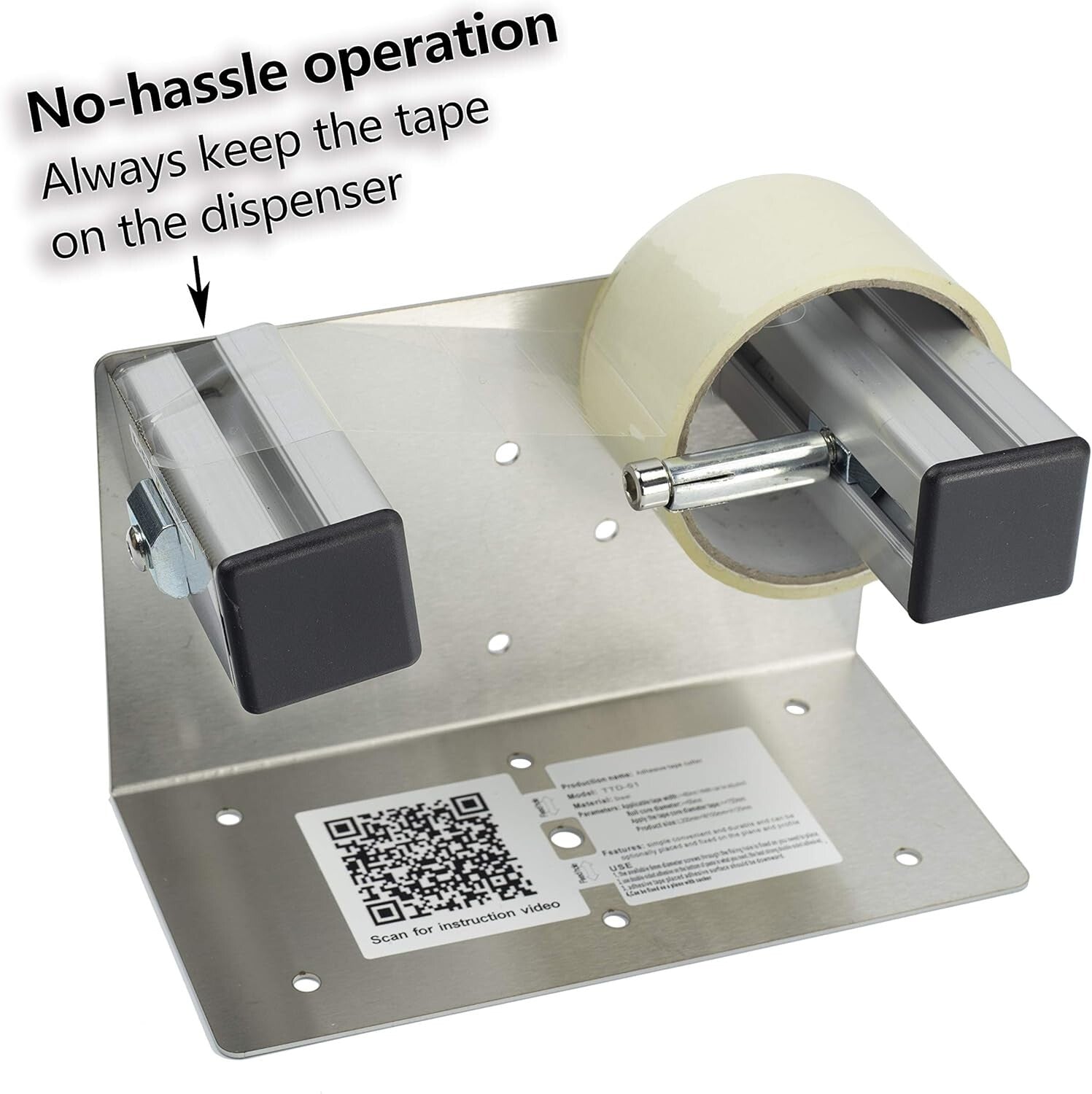 2''/3'' Stainless Steel Desktop & Wall-Mounted Tape Dispenser with Suction Cup