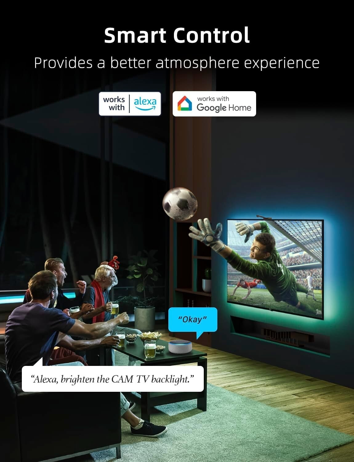 75-85” Smart TV LED Backlight with Camera - Immersive Color Sync & Voice Control