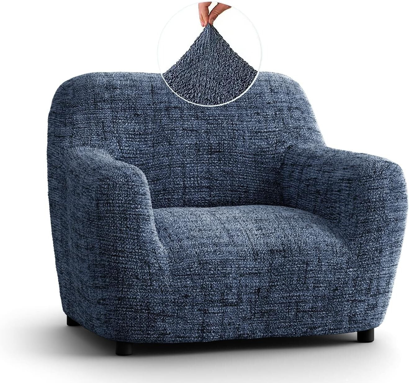 Vittoria Blue Stretch Armchair Slipcover – Soft, Washable Furniture Protector