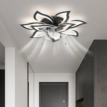 Load image into Gallery viewer, 32-Inch Black Flower Ceiling Fan with Remote &amp; Light - Ideal for Modern Homes