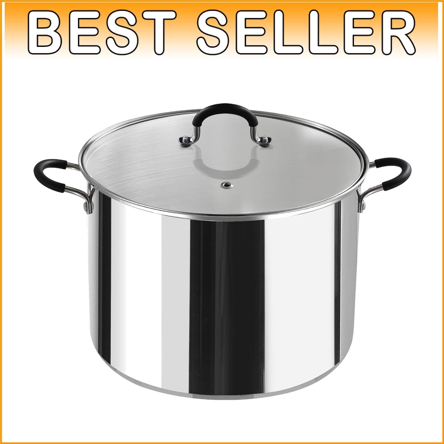 20 Quart Large Capacity Sauce Pot with Stay-Cool Silicone Handles and Steam Vent