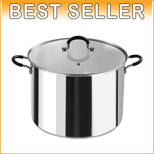 20 Quart Large Capacity Sauce Pot with Stay-Cool Silicone Handles and Steam Vent