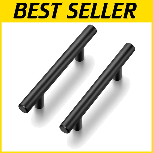 Versatile 6 Inch Matte Black Handles for Cabinets - 30 Piece Stainless Steel Set